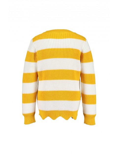 Sweter dziewczęcy żółto- białe paski