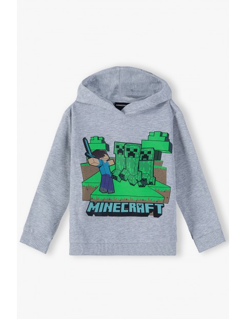 Bluza chłopięca z kapturem Minecraft szara