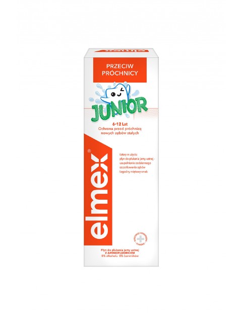 elmex Junior Płyn do płukania jamy ustnej dla dzieci 6-12 lat bez alkoholu 400 ml