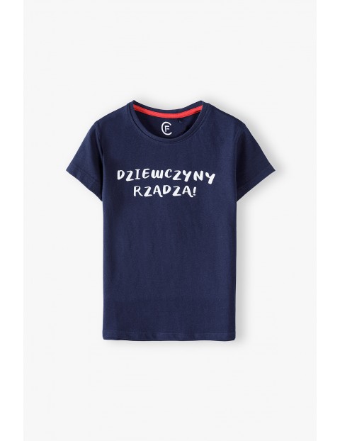 Dziewczyny Rządzą - granatowy t-shirt dziewczęcy