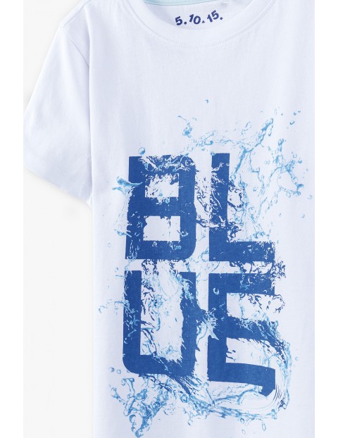 T-shirt chłopięcy  w kolorze białym z napisem- Blue