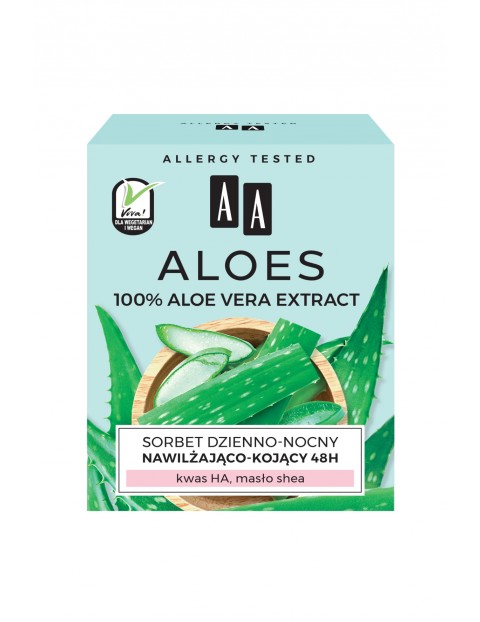 AA Aloes 100% aloe vera extract sorbet dzienno-nocny 48h nawilżająco-kojący 50 ml