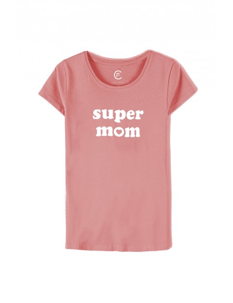 T-shirt różowy damski - Super mom