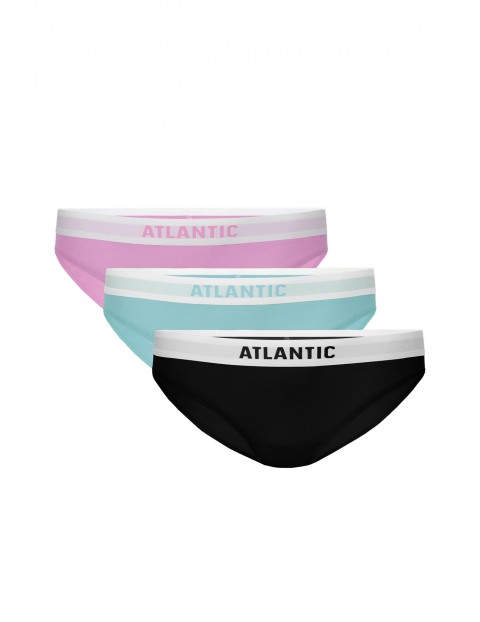 Figi damskie bikini Atlantic - różowe, zielone, czarne 3szt