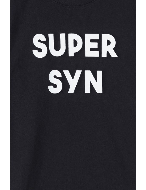 Bawełniany t-shirt chłopięcy z napisem- Super Syn- ubrania na całej rodziny