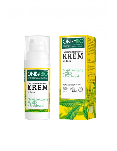 Krem przciwzmarszczkowy na dzień Olejek + CBD + Prebioticy OnlyBio 50ml