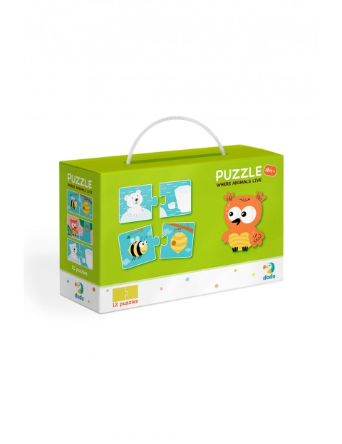 Puzzle Duo Gdzie Żyją Zwierzęta - 12 el 18msc+