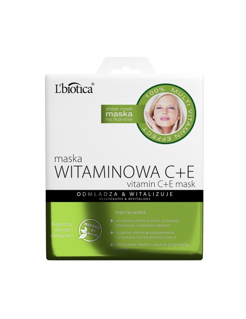 L'biotica Maska witaminowa C+E na tkaninie - odmładza i witalizuje 23 ml