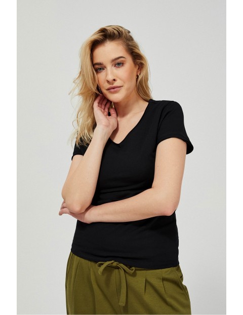 T-shirt damski typu basic Moodo - czarna