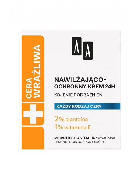 AA Cera Wrażliwa krem nawilżająco-ochronny do każdego rodzaju cery 24h - bezzapachowy 50 ml