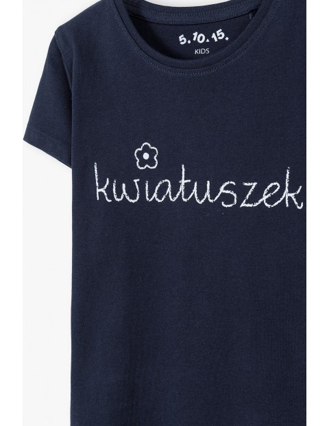 Bawełniany t-shirt dziewczęcy - KWIATUSZEK