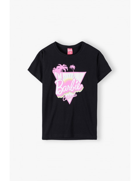 Bawełniany t-shirt Barbie - czarny 