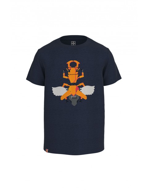 T-shirt bawełniany chłopięcy LEGO® granatowy