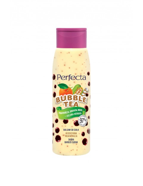 Perfecta Bubble Tea, balsam do ciała Intensywna regeneracja Pomarańcza, Oriental Wood + Zielona Herbata, 400 ml