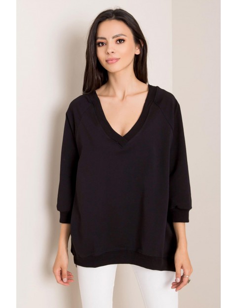 RUE PARIS Bluza damska oversize - czarna