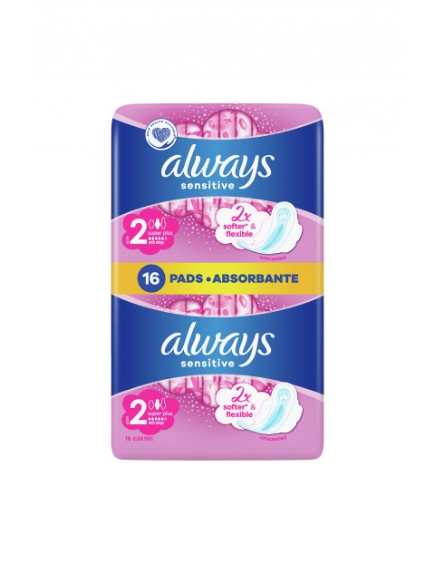 Always Ultra Sensitive Super Plus-rozmiar 2 Podpaski ze skrzydełkami x16