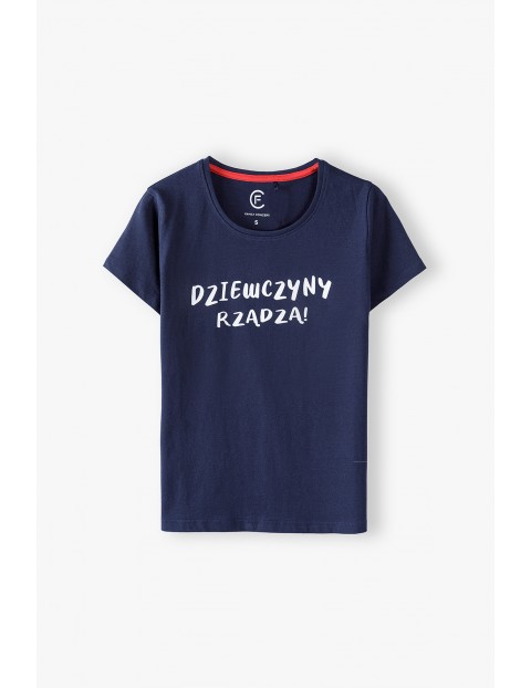 T-shirt damski z napisem Dziewczyny rządzą