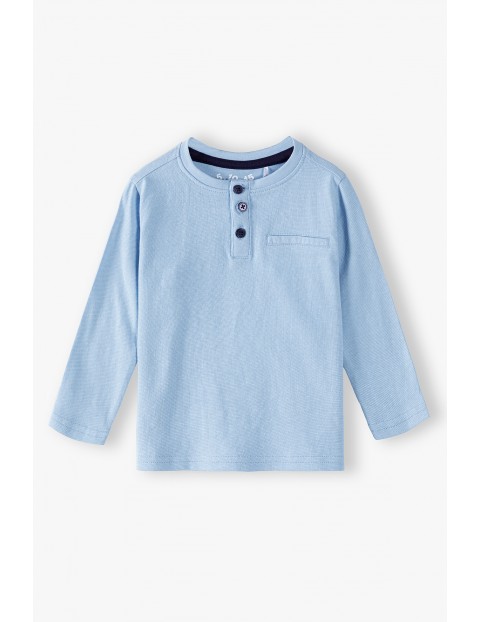 Bluzka niemowlęca z długim rękawem i guziczkami - niebieska