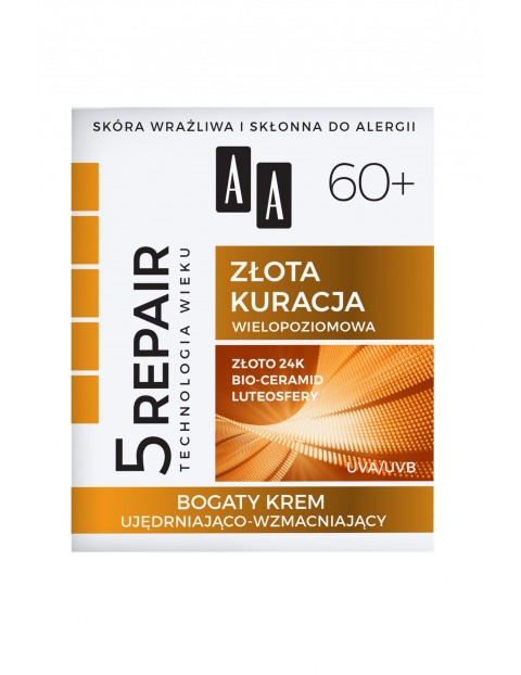 AA Technologia Wieku 5Repair 60+ Złota kuracja bogaty krem twarz szyja dekolt 50 ml