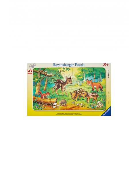 Puzzle dla dzieci 2D w ramce: Leśne zwierzęta - 15 elementów wiek 3+