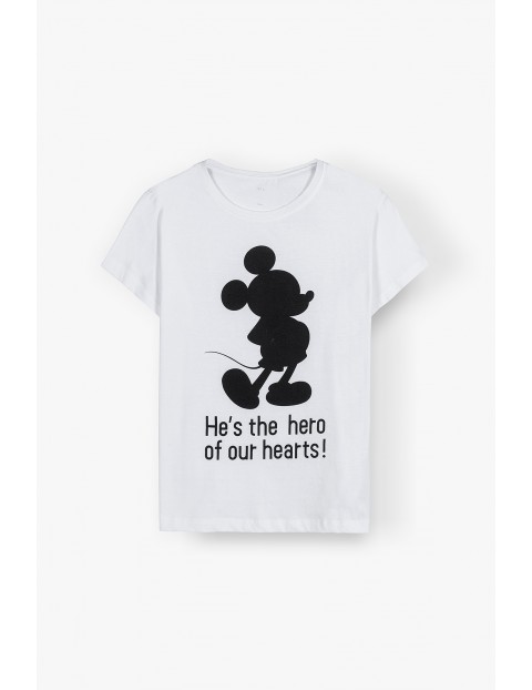 T-shirt damski bawełniany Mickey - biały