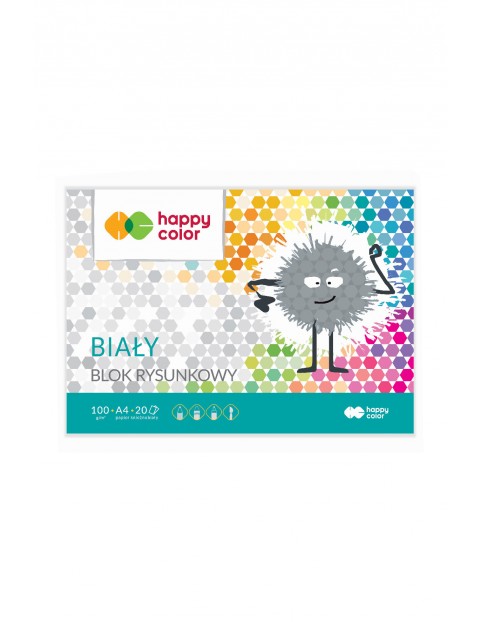 Blok rysunkowy biały Happy Color ,100g, A4 - 20 arkuszy