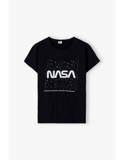 Bawełniany t-shirt damski Nasa - czarny