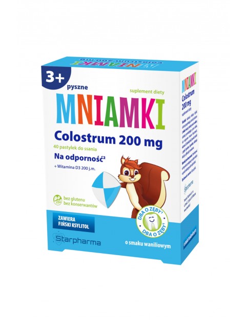MNIAMKI Colostrum 200 mg o smaku waniliowym- odporność  - 40 pastylek