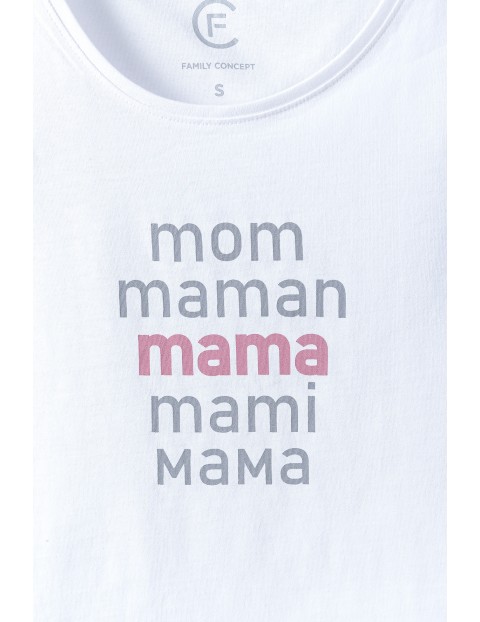 Biały T-shirt damski z napisem Mama 