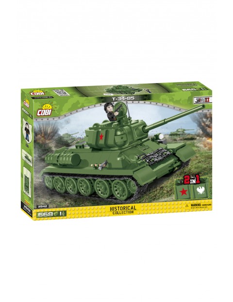 Klocki COBI 2542 T-34/85 HISTORICAL COLLECTION - 668 el wiek 7+