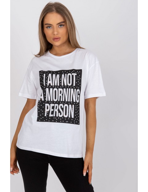 Biały t-shirt damski I AM NOT A MORNIG PERSON