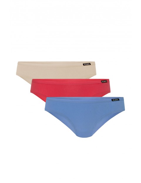 Figi damskie bikini Atlantic różowe, beżowe, niebieskie 3-pack 