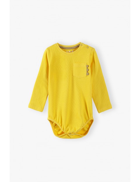 Body niemowlęce z kieszonką - żółte