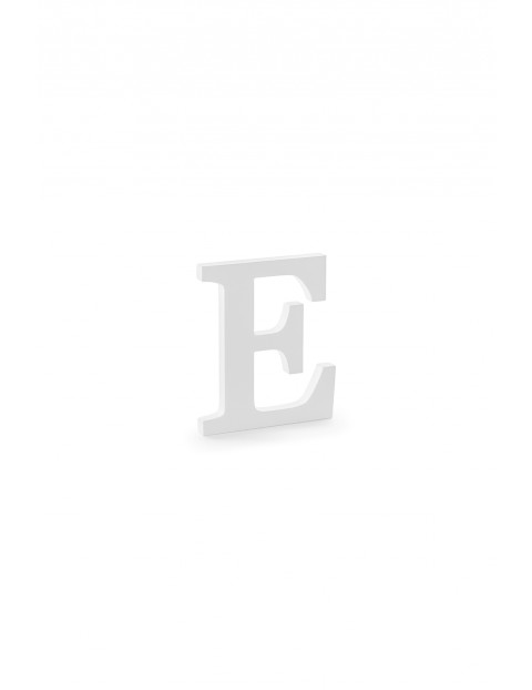 Drewniana litera E biała 17x20cm - 1 szt.