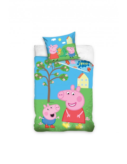 Komplet pościeli bawełnianej dla dzieci Peppa Pig 140x200+70x90 cm  