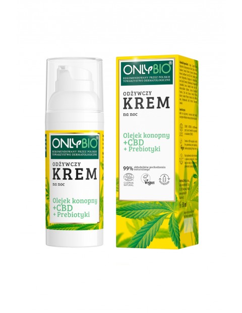 Krem na noc odżywczy Olejek konopny + CBD + Prebiotyki OnlyBio 50ml