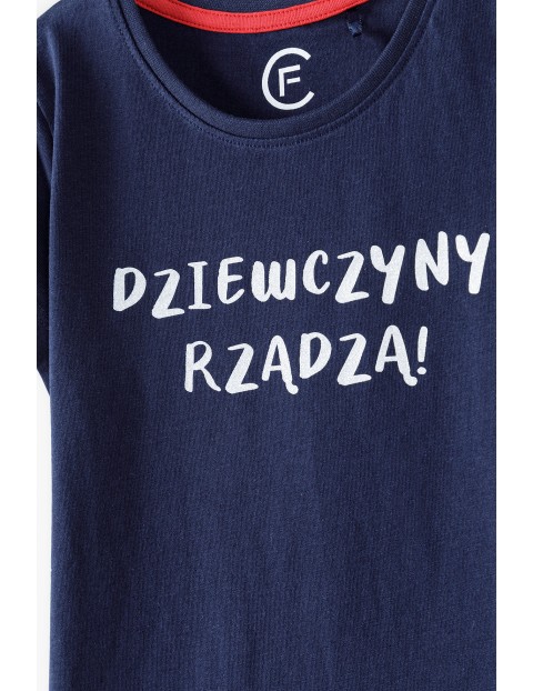 Dziewczyny Rządzą - granatowy t-shirt dziewczęcy