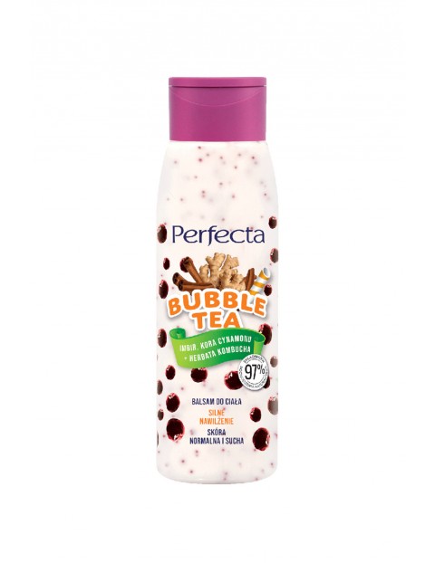 Perfecta Bubble Tea, balsam do ciała Silne nawilżenie Imbir, Kora cynamonu+Herbata Kombucha 400 ml