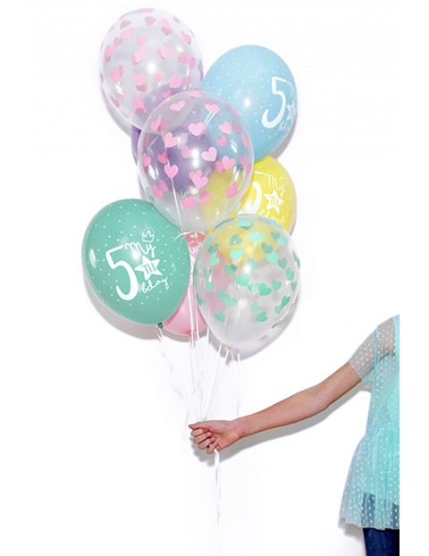 Balony 30 cm w miętowe serduszka - Crystal Clear 50 sztuk