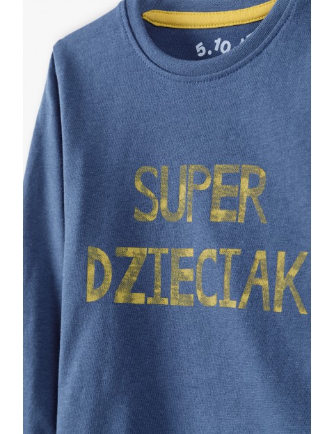 Bluzka niemowlęca z polskim napisem - SUPER DZIECIAK- niebieska