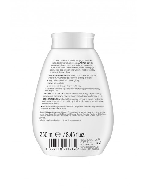 AA Baby Soft Łagodny szampon nawilżający 250 ml