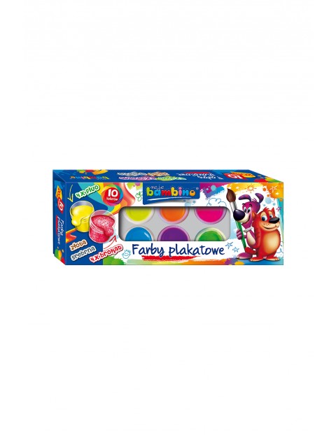 Farby plakatowe 10 kolorów 20ml BAMBINO