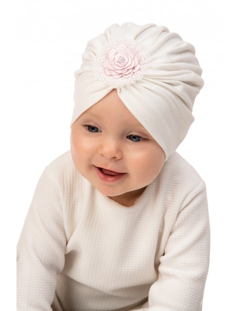 Czapka niemowlęca turban - biała NELLI