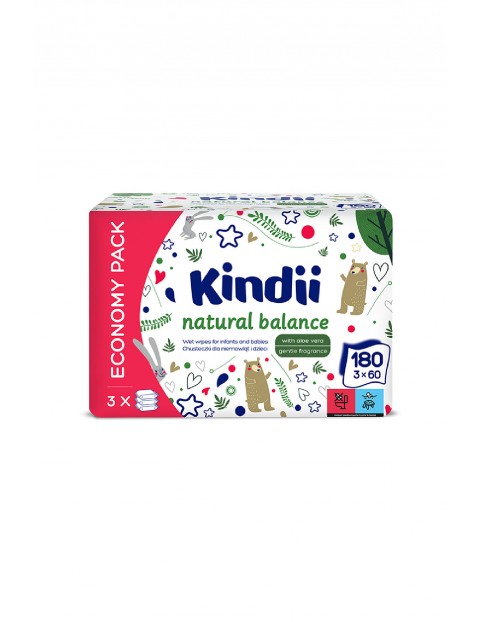 Chusteczki dla niemowląt Kindii Natural Balance 60 szt. OPPmat 3x60szt