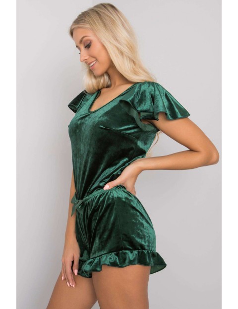 Piżama damska welurowa - zielona 