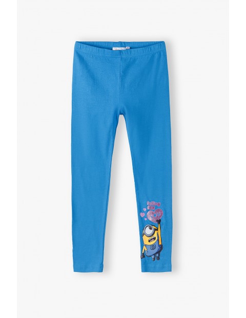 Legginsy dziewczęce Minionki - niebieskie