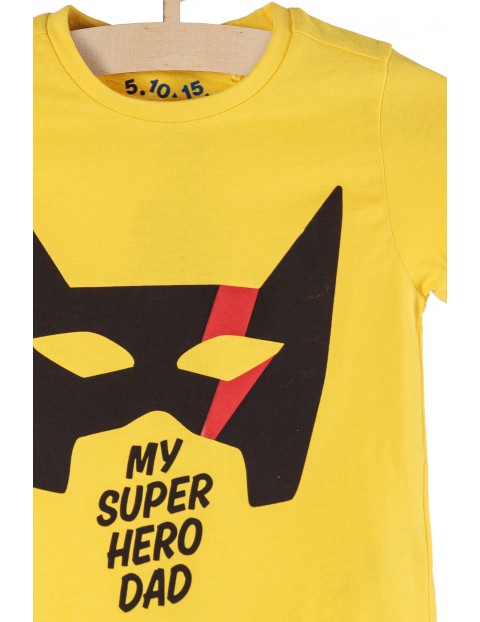 T-shirt chłopięcy żółty z napisem My super hero dad