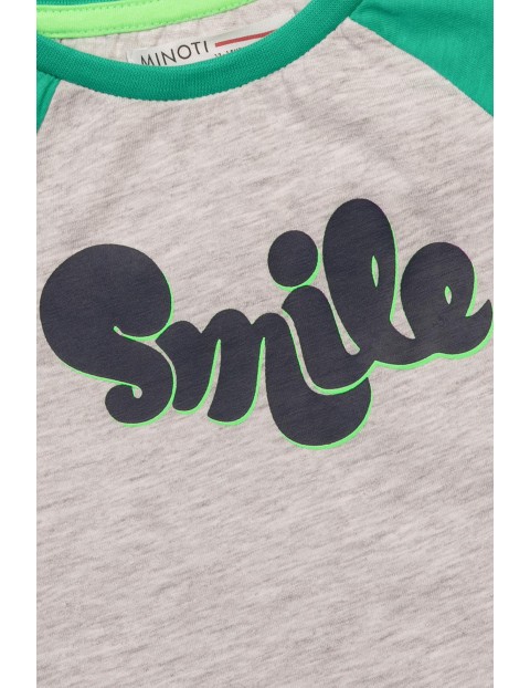 T-shirt niemowlęcy szary z napisem Smile