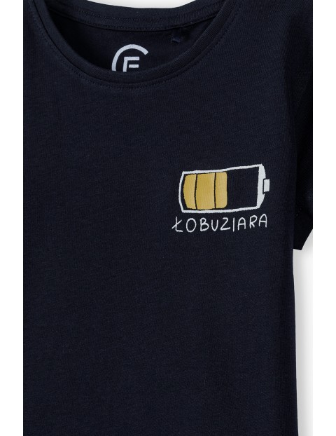 Bawełniany t-shirt dziewczęcy z nadrukiem - Łobuziara