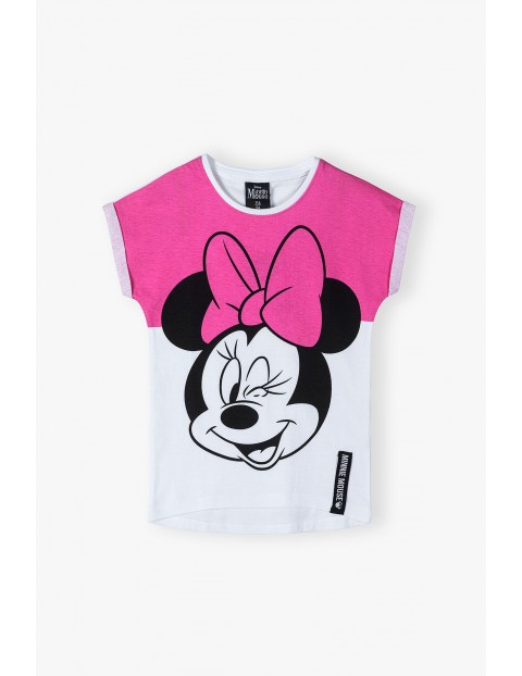 Bawełniany t-shirt dziewczęcy Minnie - biały